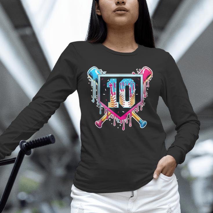 Baseball 10 Year Old Boy Ice Cream Drip 10th Birthday Player Unisex Long Sleeve T-Shirt Baseball 10 Year Old Boy Ice Cream Drip 10th Birthday Player Unisex Long Sleeve T-Shirt