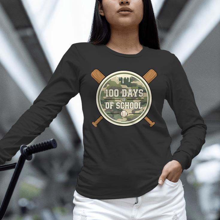 Baseball 100th Day Of School Camouflage Unisex Long Sleeve T-Shirt Baseball 100th Day Of School Camouflage Unisex Long Sleeve T-Shirt
