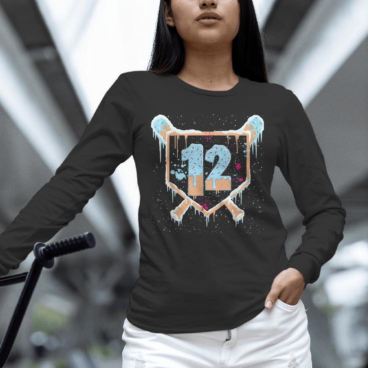 Baseball 12 Year Old Ice Cream Drip 12th Birthday Boys Unisex Long Sleeve T-Shirt