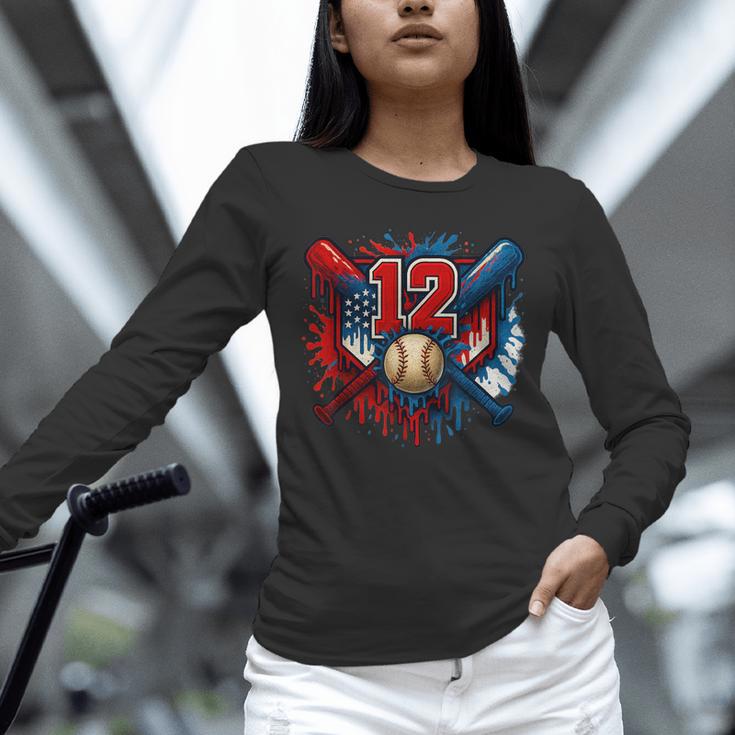 Baseball 12 Year Old Splash Drip 12th Birthday Boy Number 12 Unisex Long Sleeve T-Shirt Baseball 12 Year Old Splash Drip 12th Birthday Boy Number 12 Unisex Long Sleeve T-Shirt