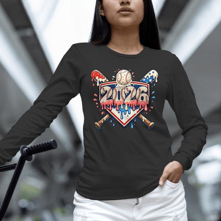 Baseball 2026 Ice Cream Drip Bats For Boys Birthday Graphic Unisex Long Sleeve T-Shirt Baseball 2026 Ice Cream Drip Bats For Boys Birthday Graphic Unisex Long Sleeve T-Shirt
