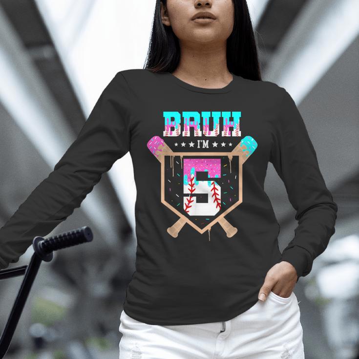 Baseball 5 Year Old Ice Cream Drip 5th Birthday Boys Player Unisex Long Sleeve T-Shirt
