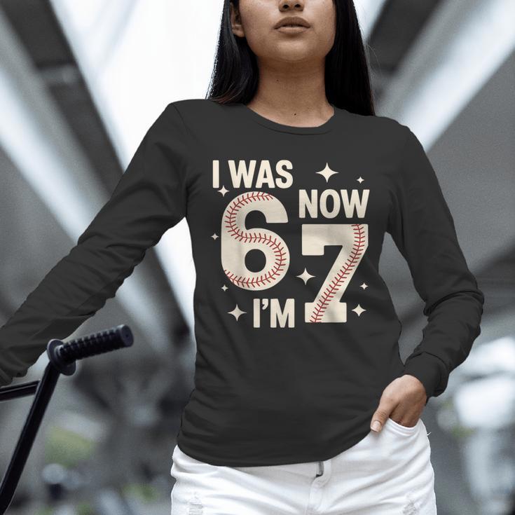 Baseball 7th Birthday 6 7 Years Old I Was 6 Now I'm 7 Unisex Long Sleeve T-Shirt