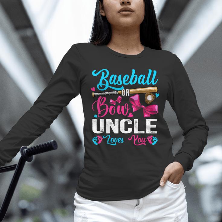 Baseball Or Bows Uncle Loves You Gender Reveal Unisex Long Sleeve T-Shirt