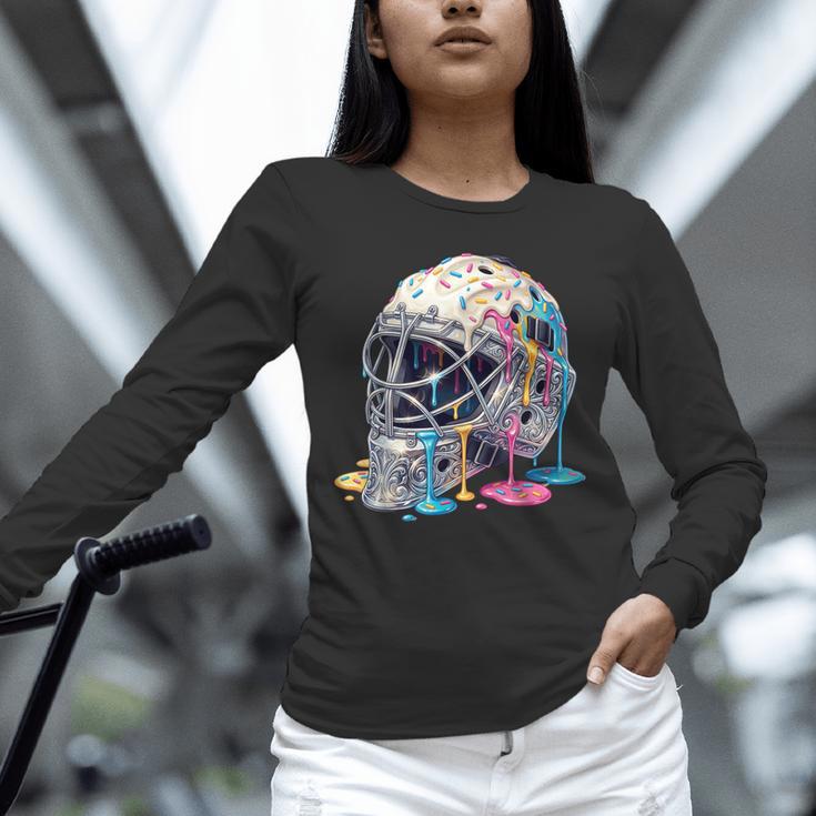 Baseball Catcher Mask Ice Cream Dripping Baseball Boys Unisex Long Sleeve T-Shirt
