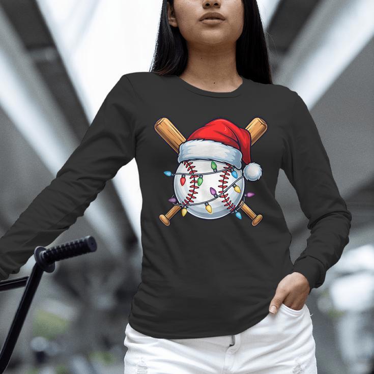 Baseball Christmas Lights Santa Christmas Baseball Player Unisex Long Sleeve T-Shirt Baseball Christmas Lights Santa Christmas Baseball Player Unisex Long Sleeve T-Shirt