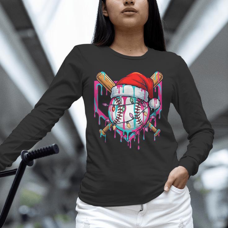 Baseball Christmas Santa Hat Baseball Christmas Drip Unisex Long Sleeve T-Shirt