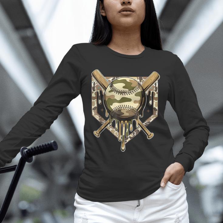 Baseball Drip For Boys Ice Cream Dripping Boys Baseball Camo Unisex Long Sleeve T-Shirt