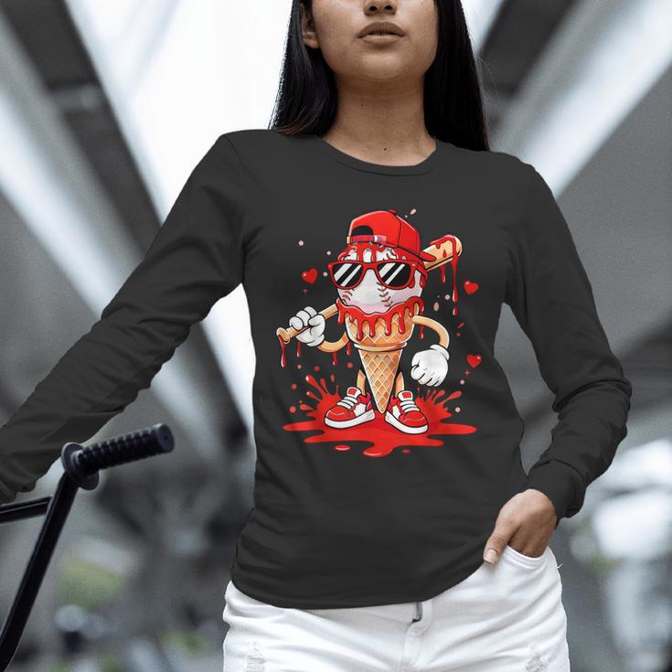 Baseball Drip Ice Cream Apparel Youth Boys Valentines Unisex Long Sleeve T-Shirt