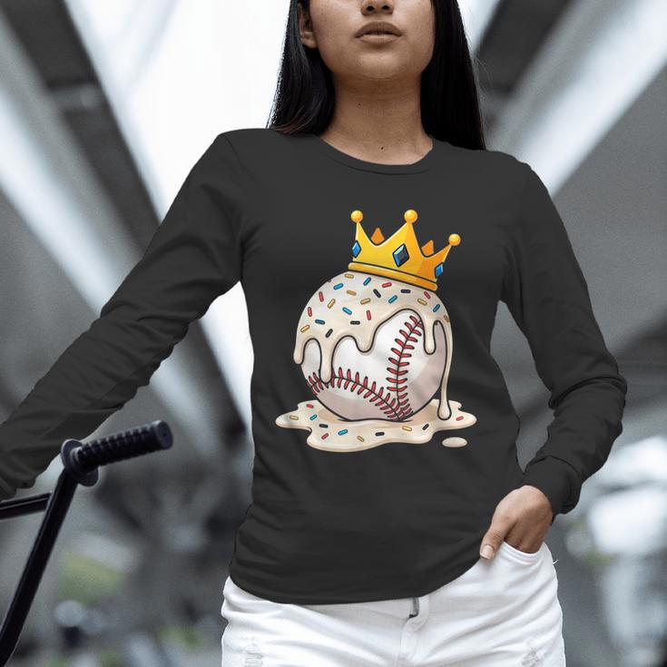 Baseball Drip Ice Cream Crown Melt Graphic Unisex Long Sleeve T-Shirt