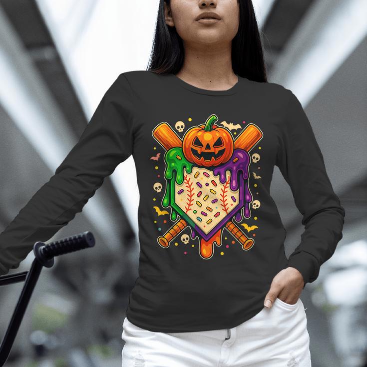 Baseball Drip Ice Cream Drip Halloween Baseball Lovers Unisex Long Sleeve T-Shirt Baseball Drip Ice Cream Drip Halloween Baseball Lovers Unisex Long Sleeve T-Shirt