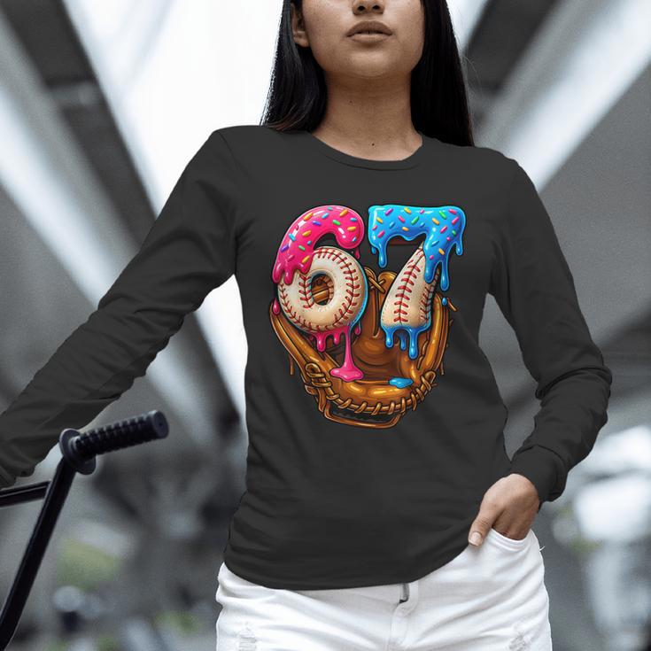 Baseball Drip Ice Cream Number 67 Player Or 67th Birthday Unisex Long Sleeve T-Shirt