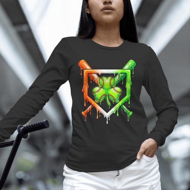 Baseball Drip Ice Cream St Patricks Day Shamrock Unisex Long Sleeve T-Shirt