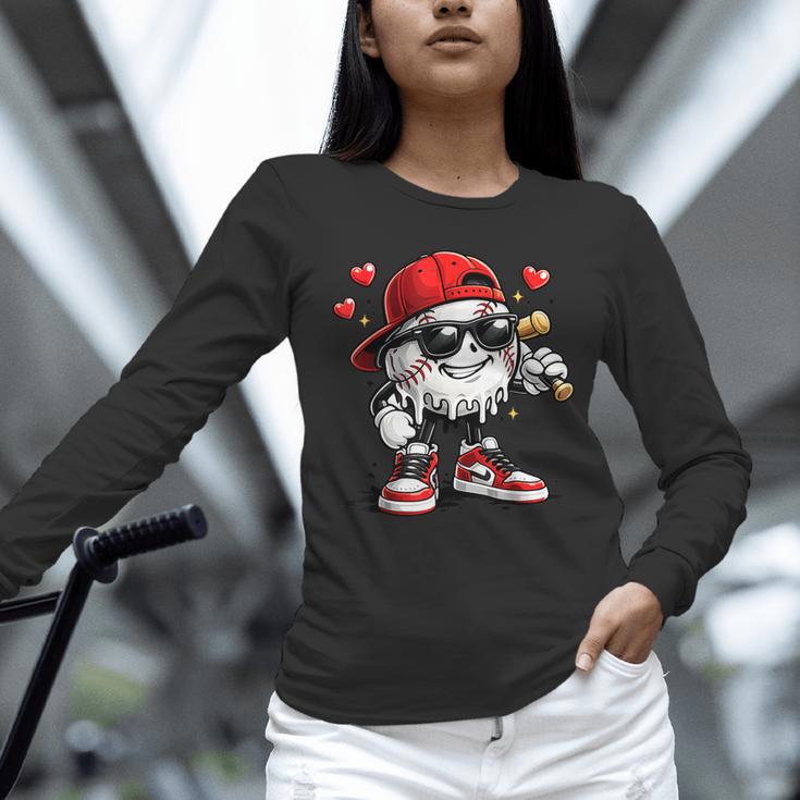 Baseball Drip Ice Cream Valentine’s Day Boys Kids Unisex Long Sleeve T-Shirt
