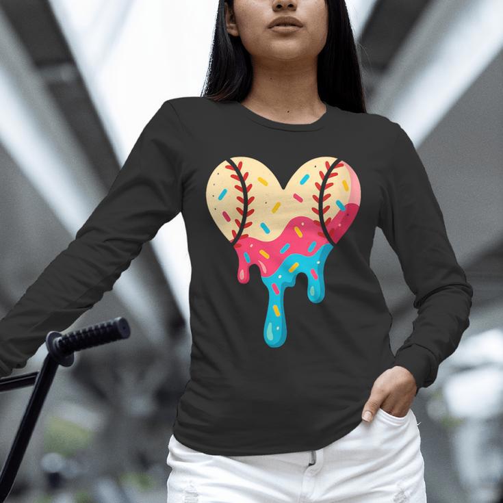 Baseball Drip Melting Ice Cream Baseball Heart Boys Girls Unisex Long Sleeve T-Shirt Baseball Drip Melting Ice Cream Baseball Heart Boys Girls Unisex Long Sleeve T-Shirt