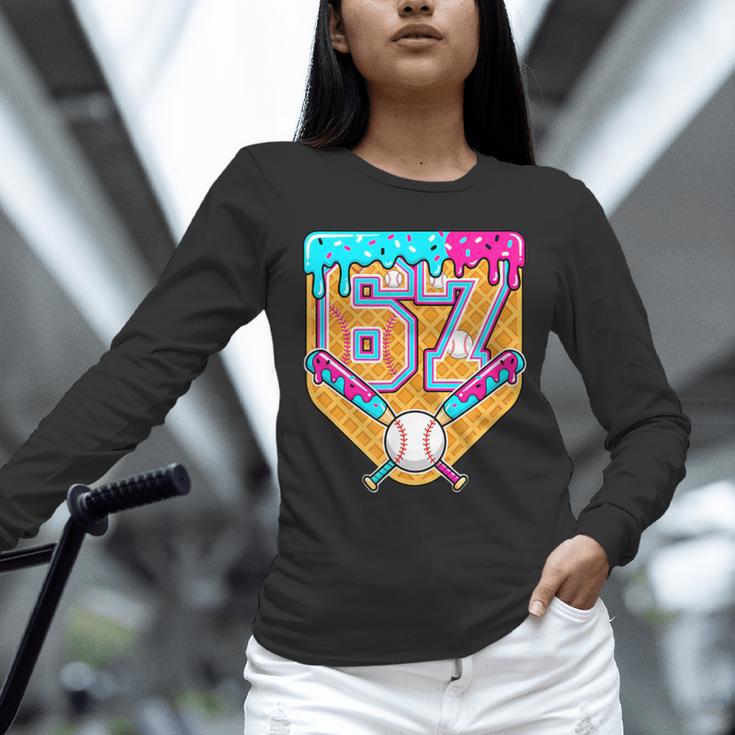 Baseball Drip Number 67 Ice Cream Home Plate Drip Unisex Long Sleeve T-Shirt Baseball Drip Number 67 Ice Cream Home Plate Drip Unisex Long Sleeve T-Shirt