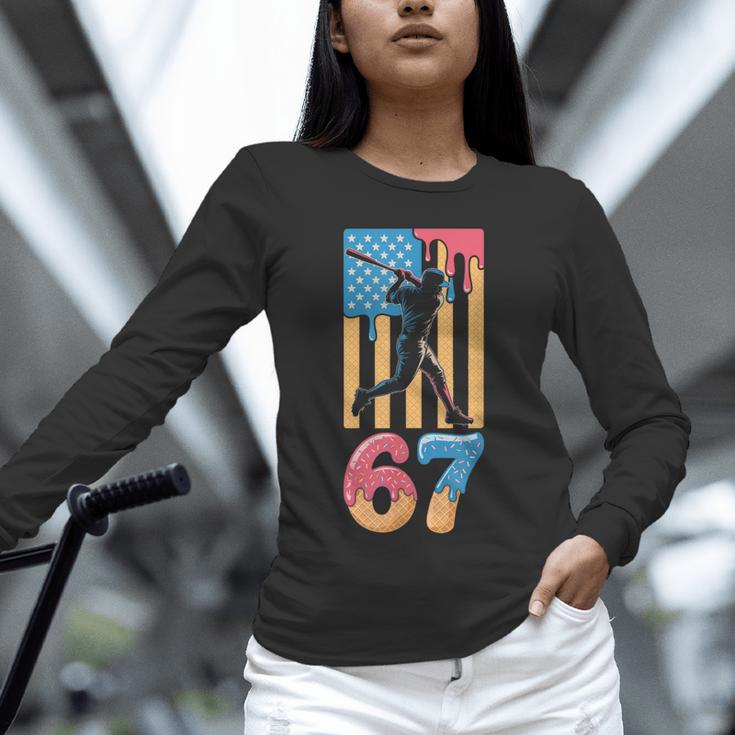Baseball Drip USA Flag 67 Player 67th Birthday Ice Cream 67 Unisex Long Sleeve T-Shirt Baseball Drip USA Flag 67 Player 67th Birthday Ice Cream 67 Unisex Long Sleeve T-Shirt