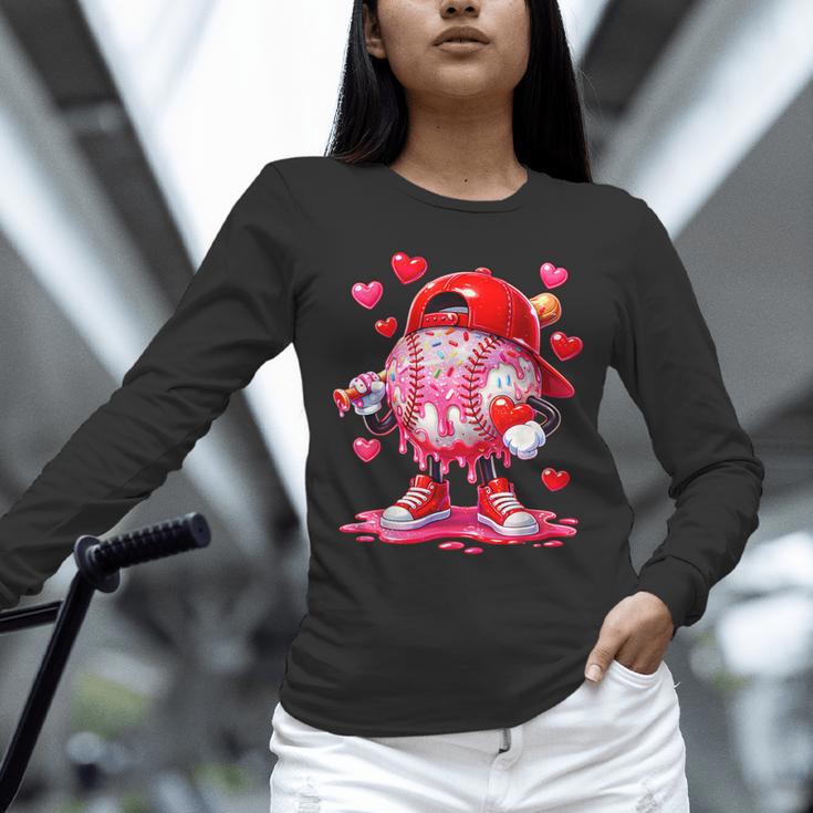 Baseball Drip Valentine Sports Vday Ice Cream Drip Heart Unisex Long Sleeve T-Shirt Baseball Drip Valentine Sports Vday Ice Cream Drip Heart Unisex Long Sleeve T-Shirt