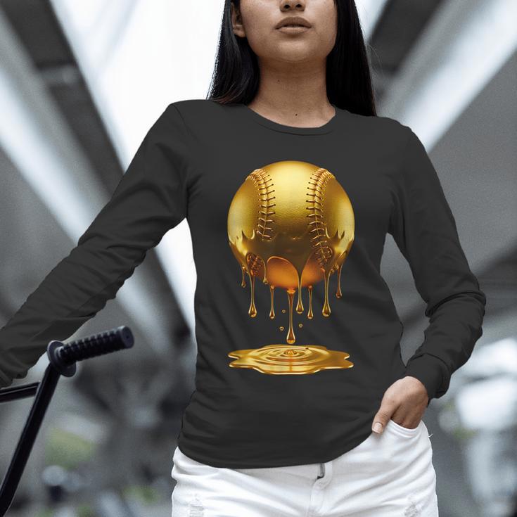 Baseball Dripping Drip Gold Sport Player Coach Baller Unisex Long Sleeve T-Shirt
