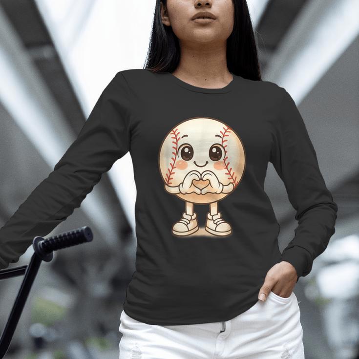 Baseball With Heart Hands Love Cute Baseball Unisex Long Sleeve T-Shirt