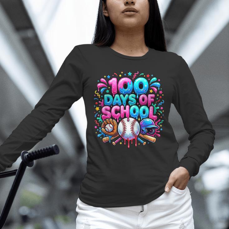 Baseball Ice Cream Drip 100 Days Of School Student Teacher Unisex Long Sleeve T-Shirt Baseball Ice Cream Drip 100 Days Of School Student Teacher Unisex Long Sleeve T-Shirt
