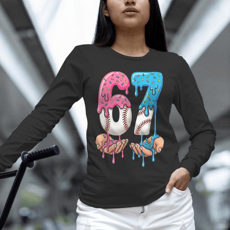 Baseball Ice Cream Drip 67 Hands Six Seven Boys Unisex Long Sleeve T-Shirt Baseball Ice Cream Drip 67 Hands Six Seven Boys Unisex Long Sleeve T-Shirt