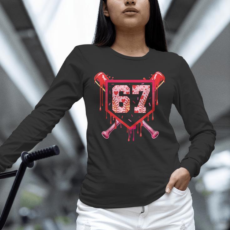 Baseball Ice Cream Drip Number 67 Meme Valentine Couple Love Unisex Long Sleeve T-Shirt Baseball Ice Cream Drip Number 67 Meme Valentine Couple Love Unisex Long Sleeve T-Shirt