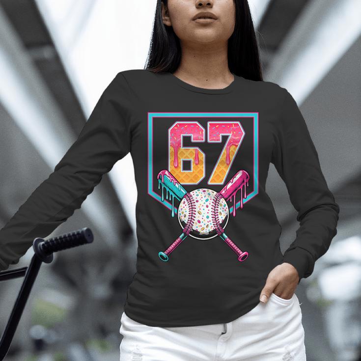 Baseball Ice Cream Drip Number 67 Player 67th Birthday Men Unisex Long Sleeve T-Shirt Baseball Ice Cream Drip Number 67 Player 67th Birthday Men Unisex Long Sleeve T-Shirt