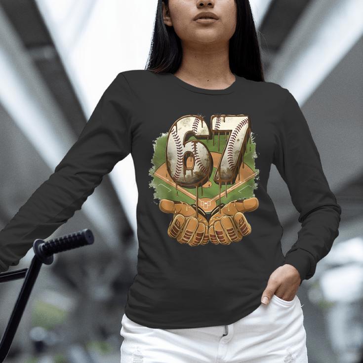 Baseball Ice Cream Drip Number 67 Playground Player 67th Unisex Long Sleeve T-Shirt Baseball Ice Cream Drip Number 67 Playground Player 67th Unisex Long Sleeve T-Shirt