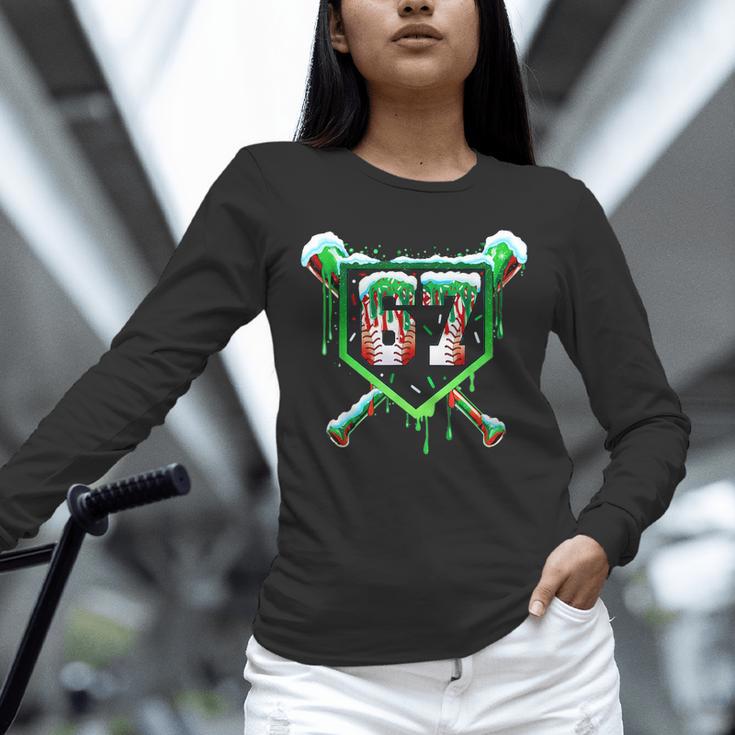 Baseball Ice Cream Drip Number 67 Six Seven Meme Christmas Unisex Long Sleeve T-Shirt Baseball Ice Cream Drip Number 67 Six Seven Meme Christmas Unisex Long Sleeve T-Shirt