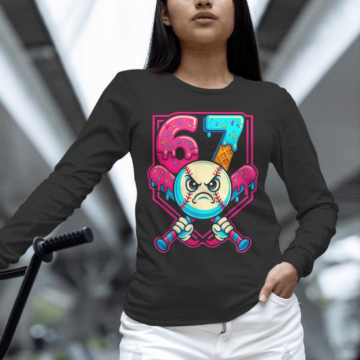 Baseball Ice Cream Drip Number 67 Six Seven Meme 67 Unisex Long Sleeve T-Shirt