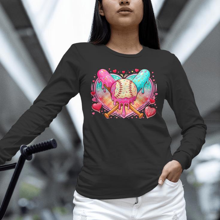 Baseball Ice Cream Drip Style Melt Ice Cream Youth Boys Unisex Long Sleeve T-Shirt