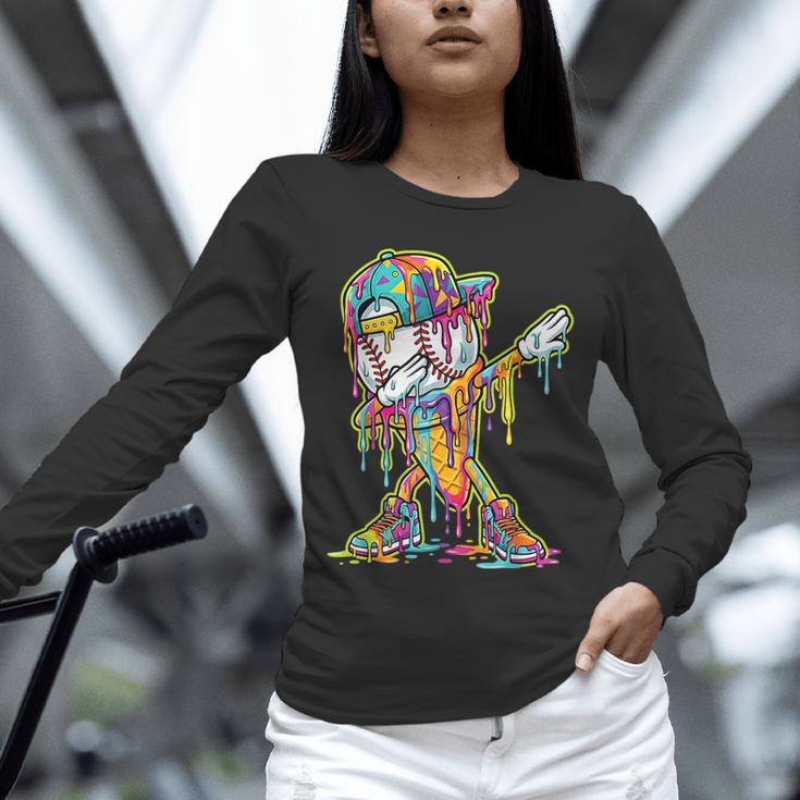 Baseball Ice Cream Dripping Dabbing Baseball Drip Unisex Long Sleeve T-Shirt