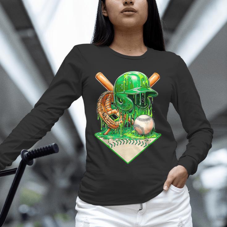 Baseball Life Style Ice Cream Drip Green Unisex Long Sleeve T-Shirt Baseball Life Style Ice Cream Drip Green Unisex Long Sleeve T-Shirt