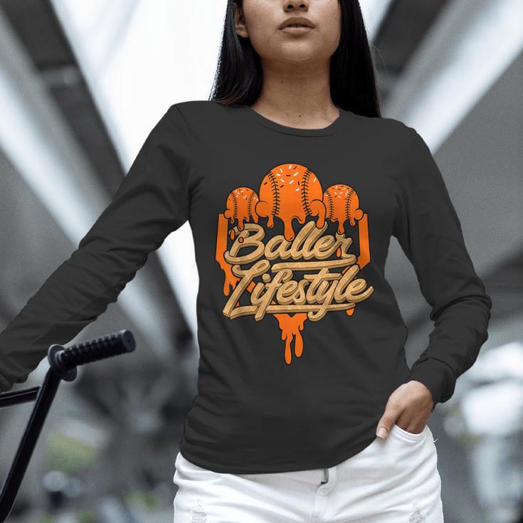 Baseball Lifestyle Home Plate Orange Ice Cream Drip Men Boys Unisex Long Sleeve T-Shirt Baseball Lifestyle Home Plate Orange Ice Cream Drip Men Boys Unisex Long Sleeve T-Shirt