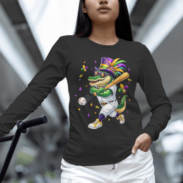 Baseball Player Mardi Gras Alligator Carnival Costume Beads Unisex Long Sleeve T-Shirt Baseball Player Mardi Gras Alligator Carnival Costume Beads Unisex Long Sleeve T-Shirt