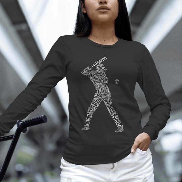 Baseball Player Typography Word Art Unisex Long Sleeve T-Shirt