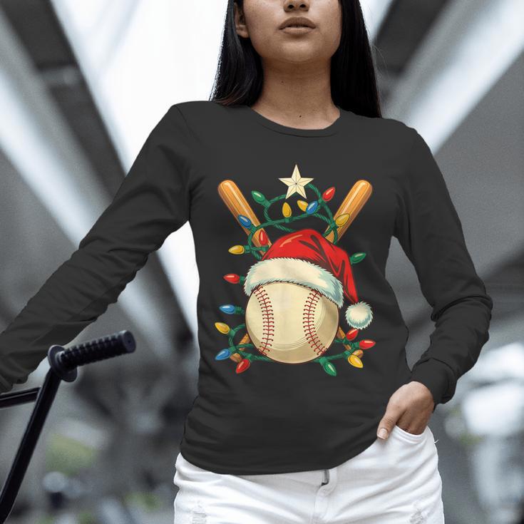 Baseball Santa Christmas Ball Baseball Lover Player Boys Unisex Long Sleeve T-Shirt