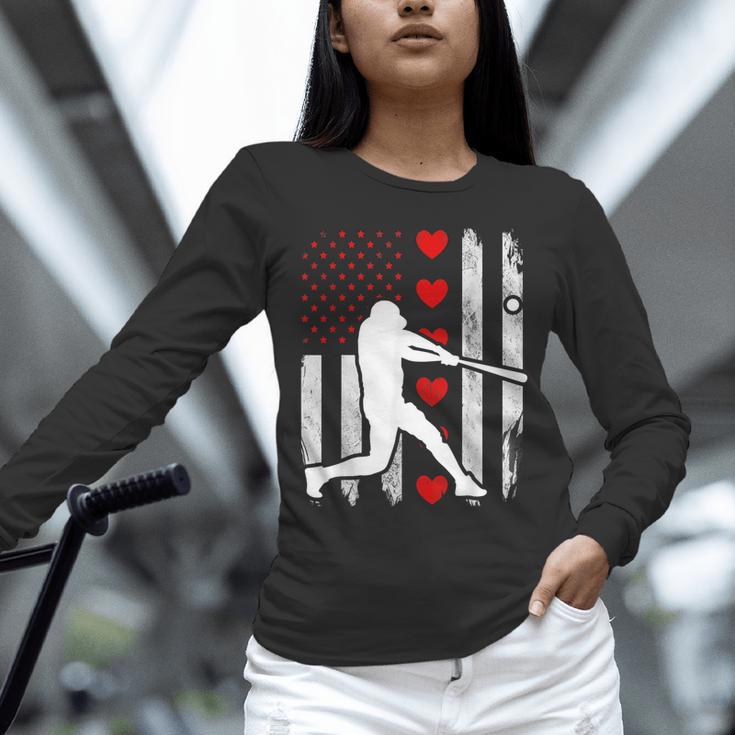 Baseball Silhouette Heart USA Flag Hearts American Boys Kids Unisex Long Sleeve T-Shirt Baseball Silhouette Heart USA Flag Hearts American Boys Kids Unisex Long Sleeve T-Shirt