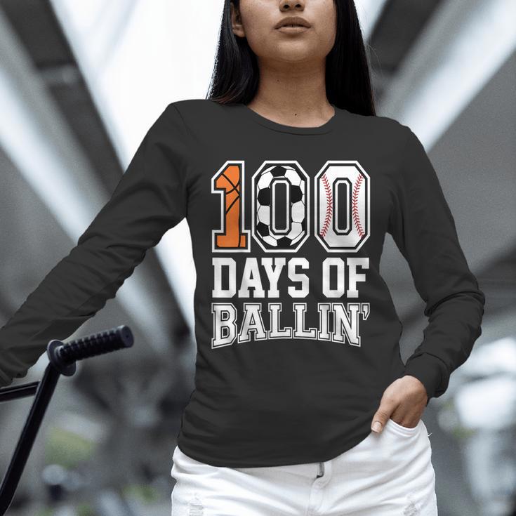 Baseball Soccer Basketball 100 Days Of School Unisex Long Sleeve T-Shirt Baseball Soccer Basketball 100 Days Of School Unisex Long Sleeve T-Shirt