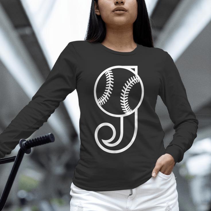 Baseball Sport Player Monogram Cool Initial Letter J Unisex Long Sleeve T-Shirt
