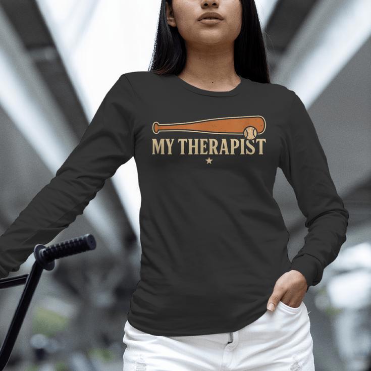 Baseball Tee My Therapist Bat Men Women Kids Unisex Long Sleeve T-Shirt Baseball Tee My Therapist Bat Men Women Kids Unisex Long Sleeve T-Shirt