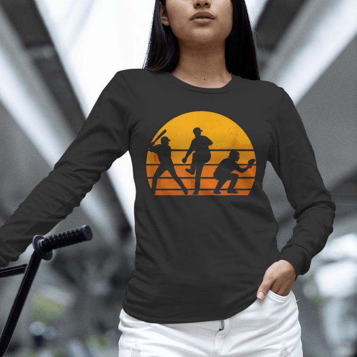 Baseball Tee Sunset Silhouette Players Men Women Kids Unisex Long Sleeve T-Shirt