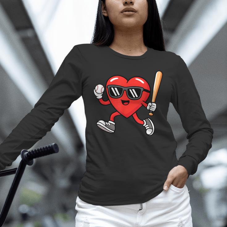 Baseball Valentines Day Heart Boys Sports Love Unisex Long Sleeve T-Shirt