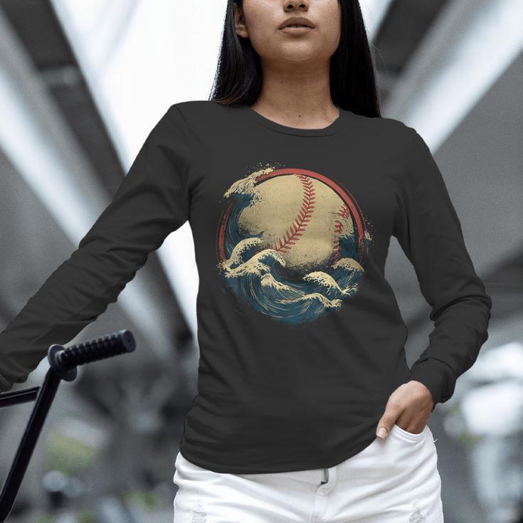Baseball Waves Ocean Sports Baseball Fans Unisex Long Sleeve T-Shirt Baseball Waves Ocean Sports Baseball Fans Unisex Long Sleeve T-Shirt