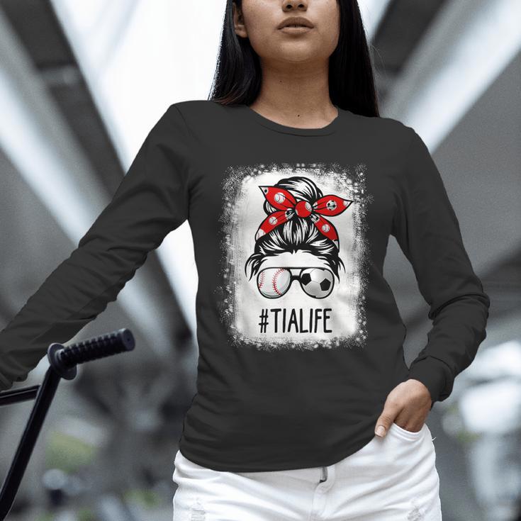 Bleached Tia Life Soccer Messy Bun Baseball Game Day Unisex Long Sleeve T-Shirt