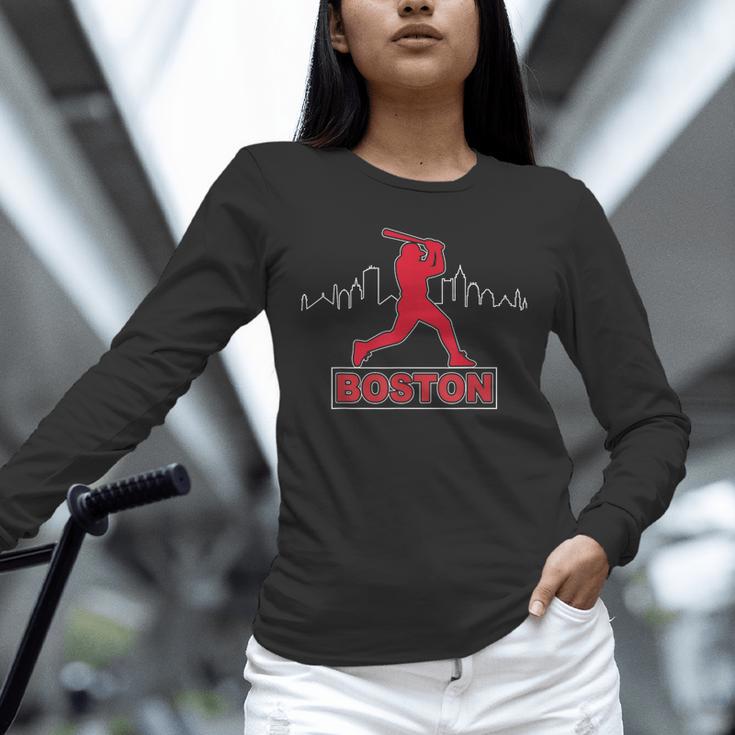 Boston Lovers Skyline Retro Baseball Heartbeat Men Women Unisex Long Sleeve T-Shirt Boston Lovers Skyline Retro Baseball Heartbeat Men Women Unisex Long Sleeve T-Shirt