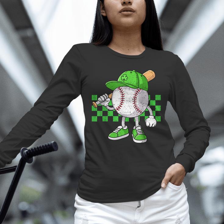 Boys St Patricks Day Baseball Player Pitcher Coach Kids Unisex Long Sleeve T-Shirt
