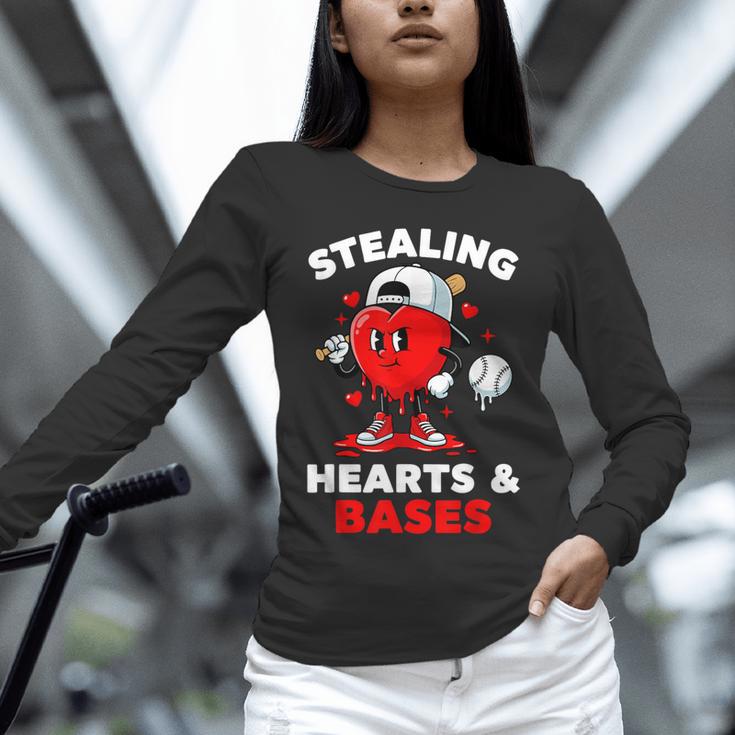 Boys Valentines Baseball Drip Icecream Stealing Hearts Kids Unisex Long Sleeve T-Shirt