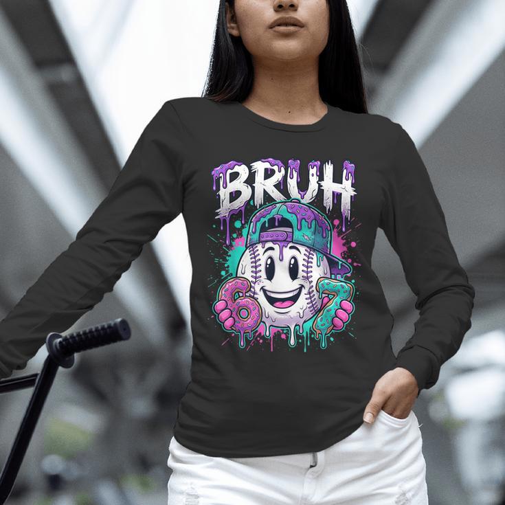 Bruh 67 Baseball Drip Boys Kids Six Seven Meme 6-7 Dripping Unisex Long Sleeve T-Shirt